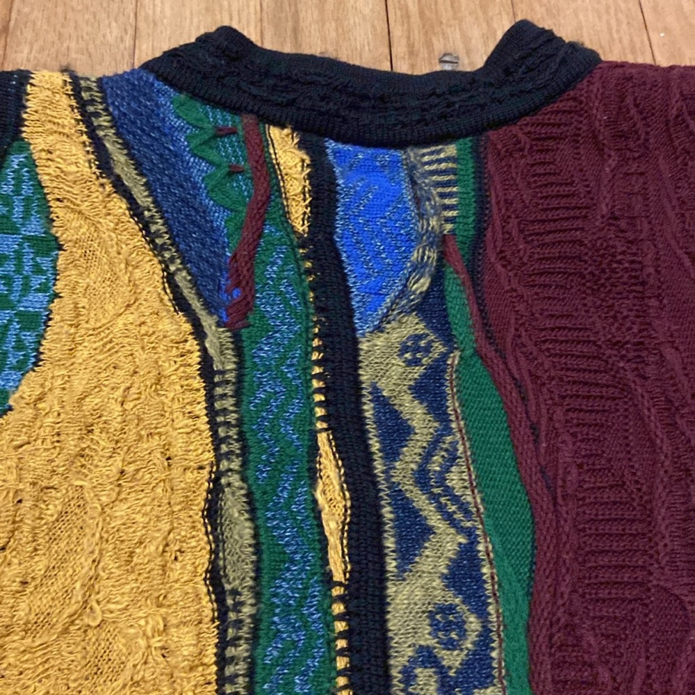 Rare Vintage Coogi 3D Textured Knit Sweater with Suede Detail - Picture 10 of 16